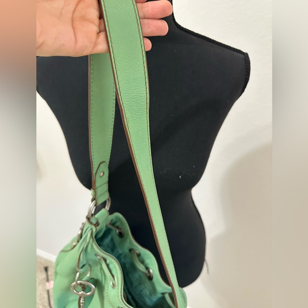 Fossil Grayson Bucket Bag Drawstring Mint Green L… - image 5